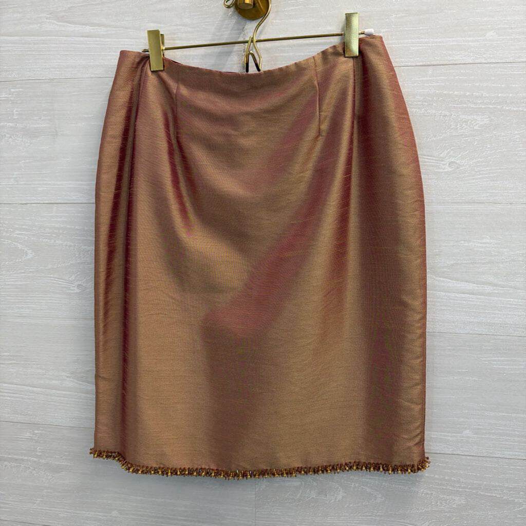 Vintage Dragon Gold Sheen Beaded Hem Skirt 10