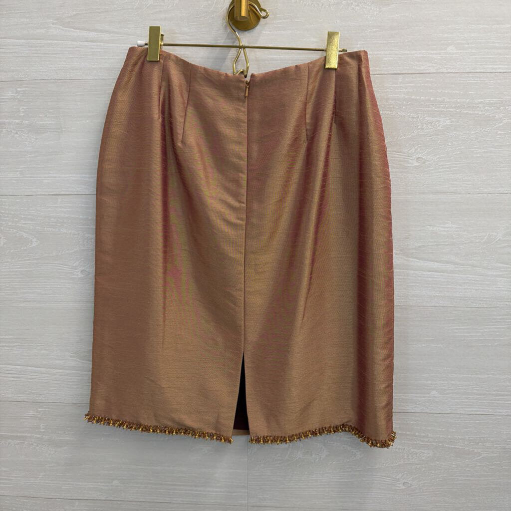 Vintage Dragon Gold Sheen Beaded Hem Skirt 10