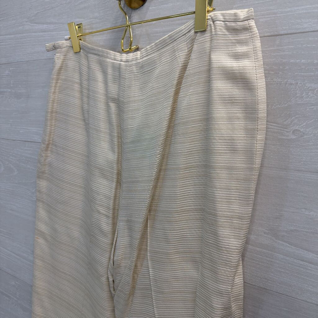 Rena Rowan Cream Textured Stripe Straight Leg Pants 12