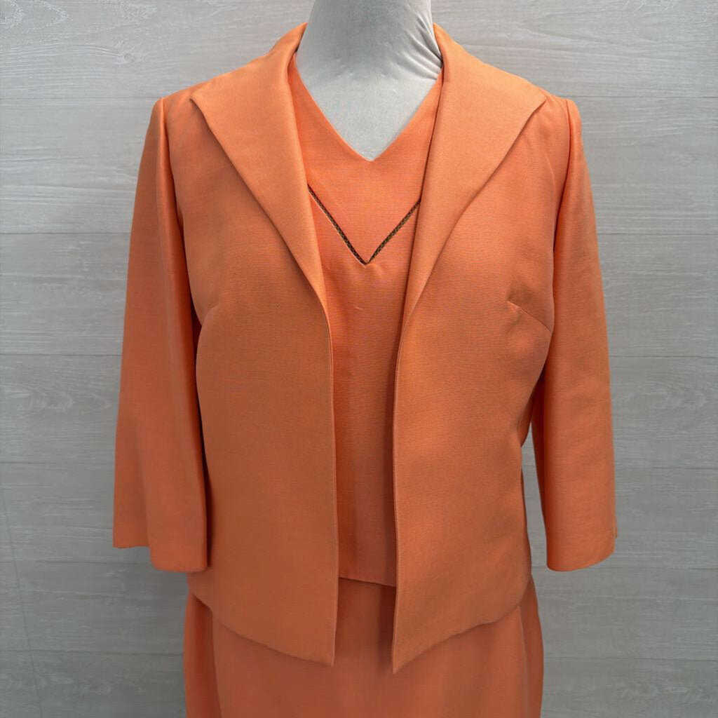 Vintage Claire Dratch Orange 3 Piece Formal Set Medium