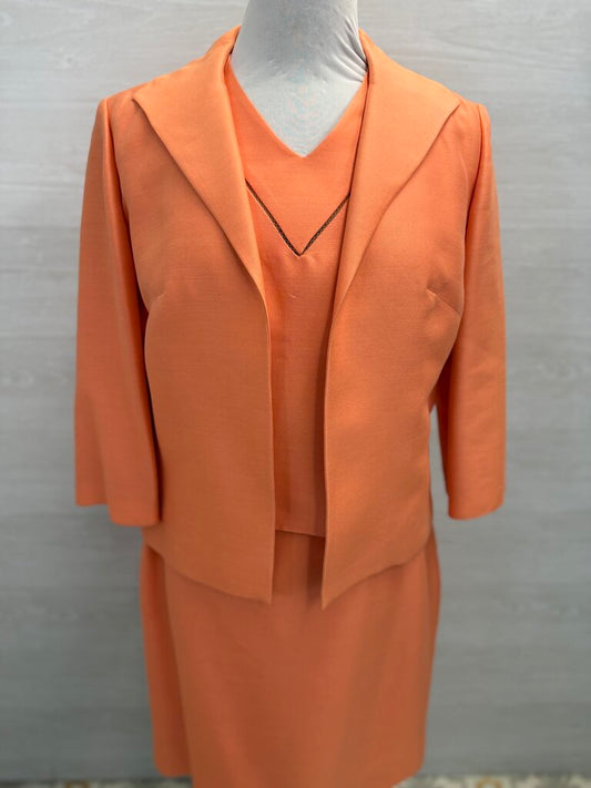Vintage Claire Dratch Orange 3 Piece Formal Set Medium