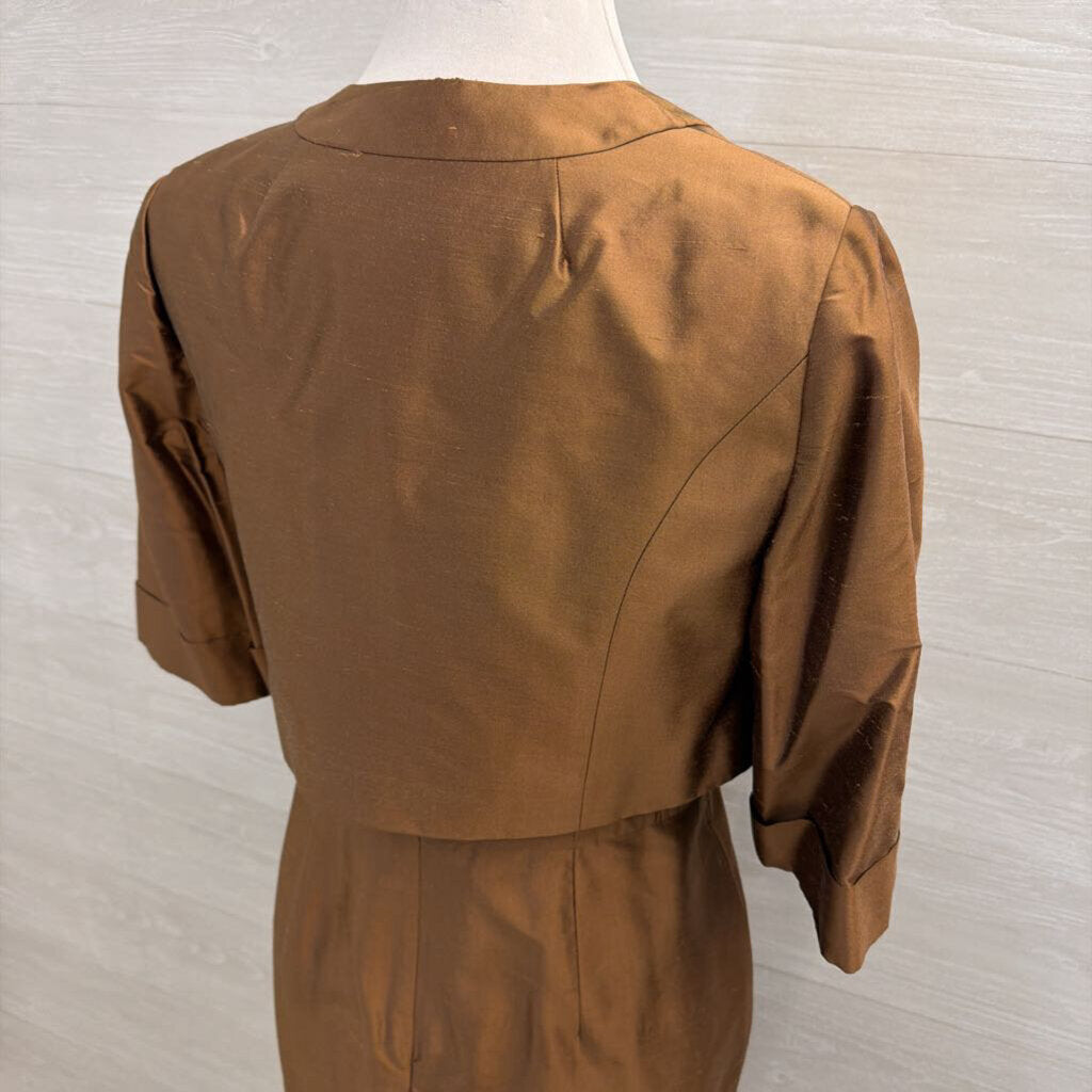 Kay Unger Brown 100% Silk Short Formal Dress With Jacket 6