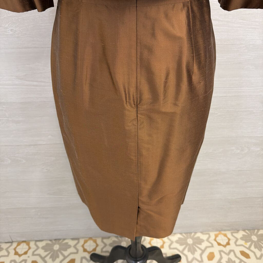 Kay Unger Brown 100% Silk Short Formal Dress With Jacket 6