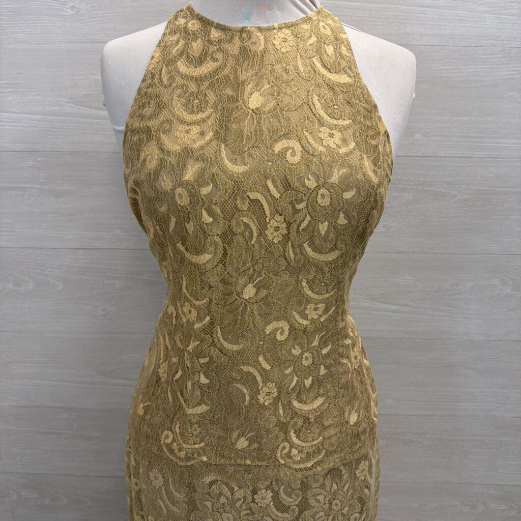 Carlisle Gold Lace Tank/ Skirt Formal Set 8