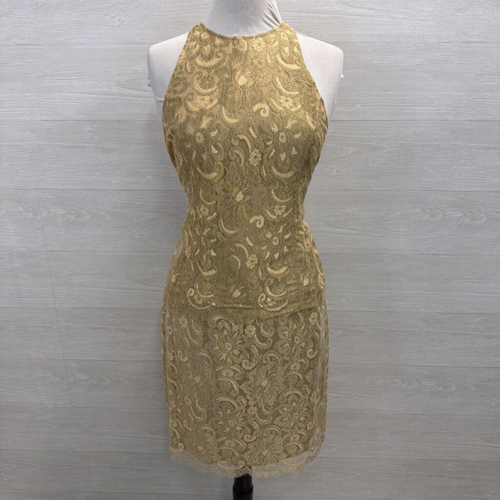 Carlisle Gold Lace Tank/ Skirt Formal Set 8