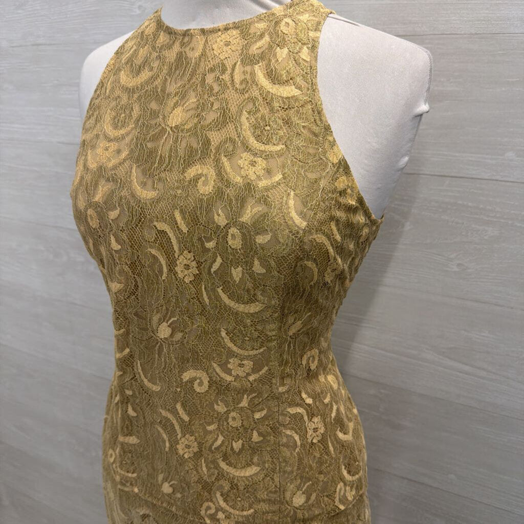 Carlisle Gold Lace Tank/ Skirt Formal Set 8