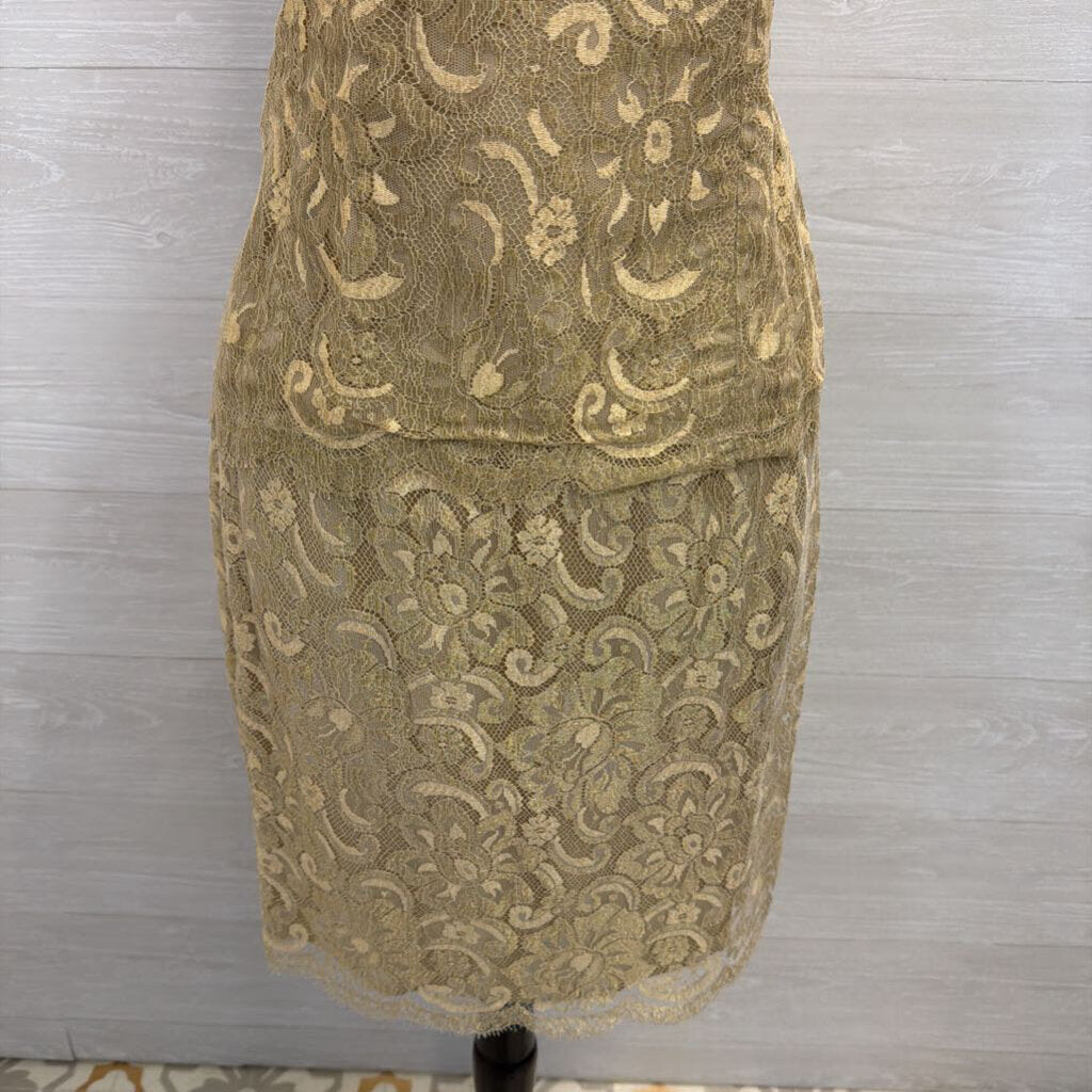 Carlisle Gold Lace Tank/ Skirt Formal Set 8