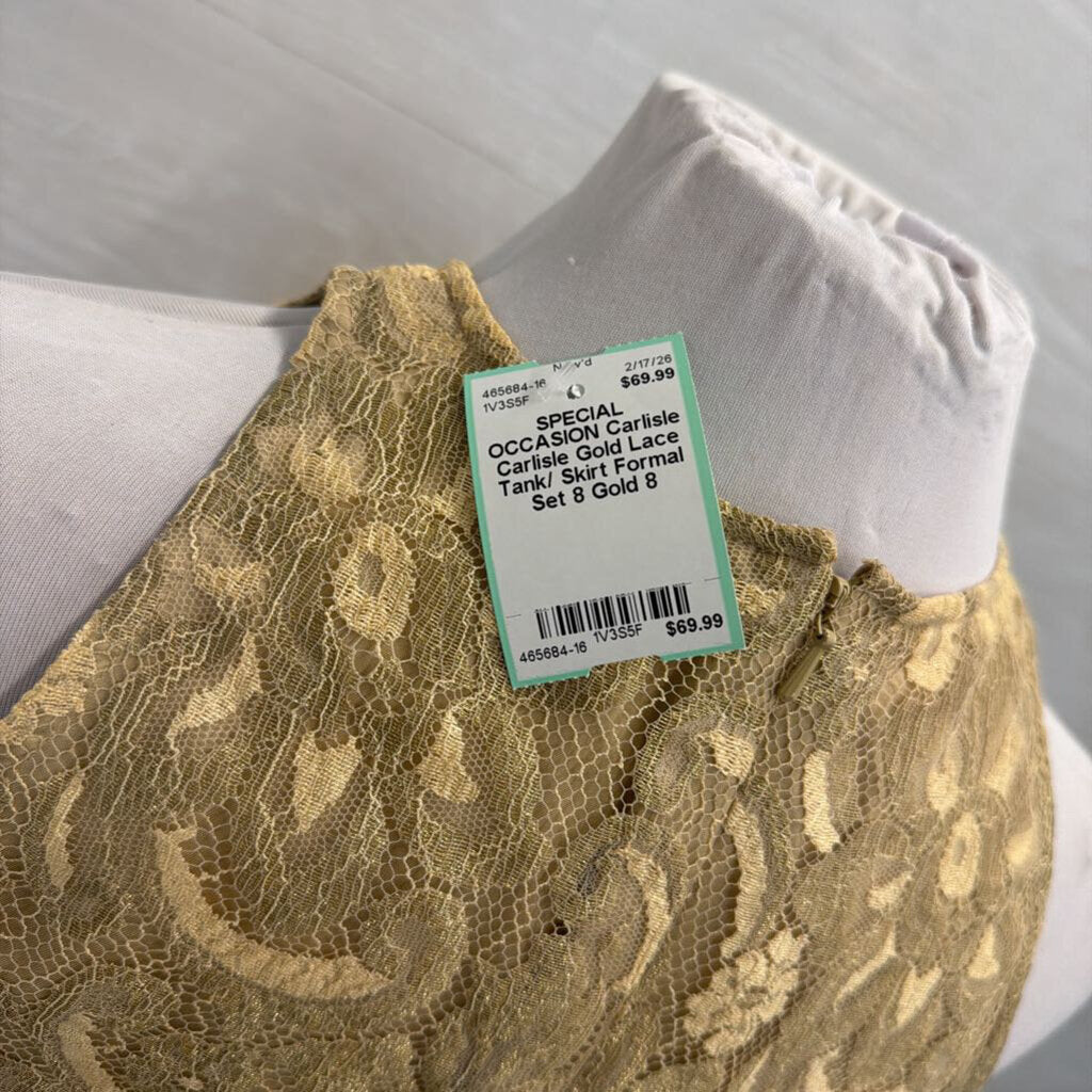 Carlisle Gold Lace Tank/ Skirt Formal Set 8