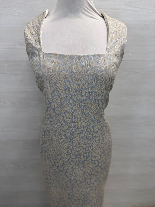 Craig Muller Blue/ Gold Print Sleeveless Shift Dress 10