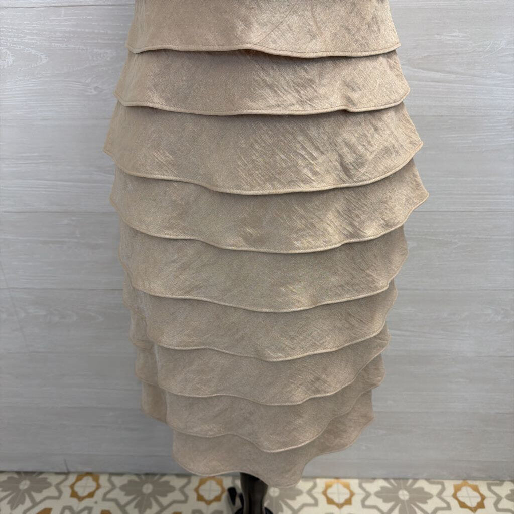 London Times Gold Layered Sleeveless Short Formal Dress 8