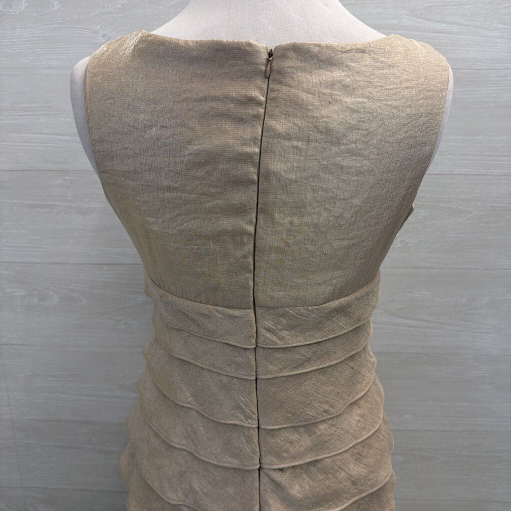 London Times Gold Layered Sleeveless Short Formal Dress 8