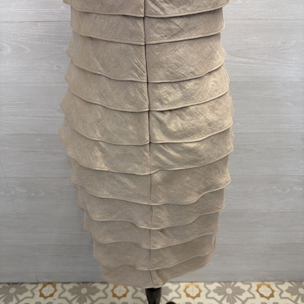 London Times Gold Layered Sleeveless Short Formal Dress 8