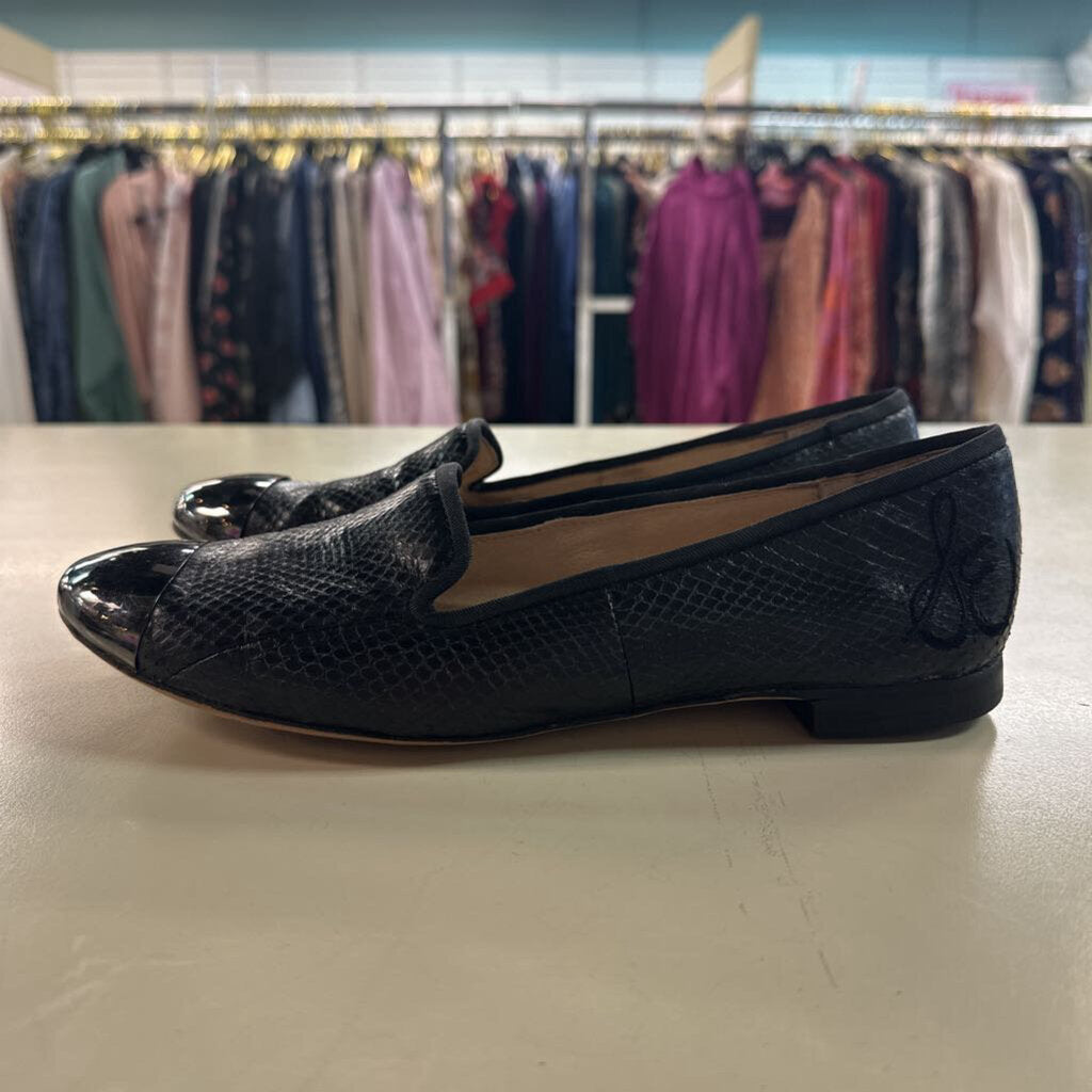 Sam Edelman Black Snakeskin Aster Flats 7.5