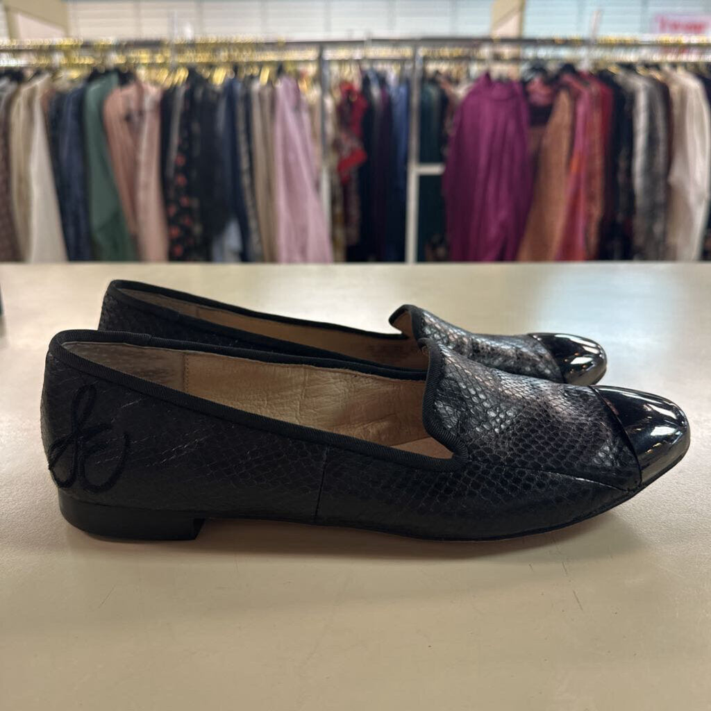 Sam Edelman Black Snakeskin Aster Flats 7.5