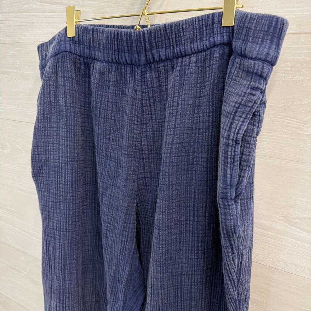 Wonderly Blue Textured Wide Leg Pull On Pants 3X