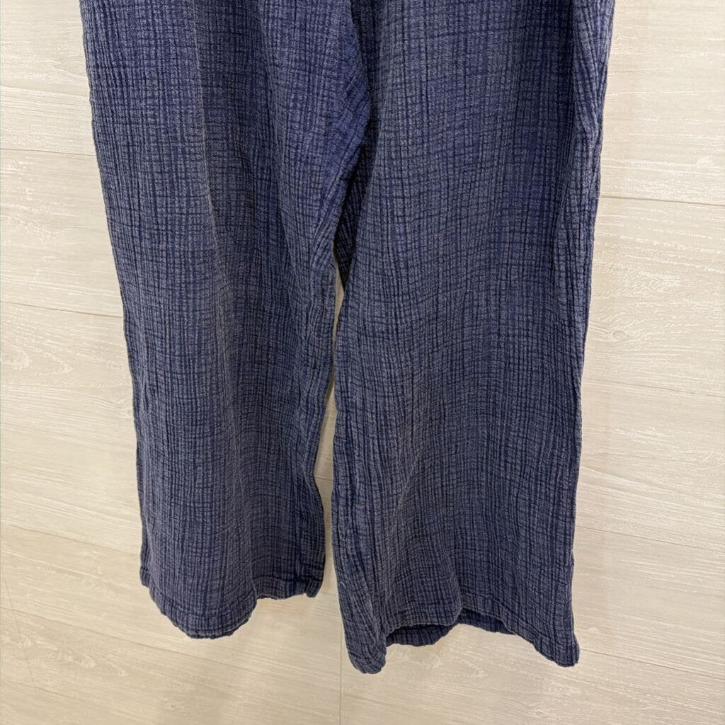 Wonderly Blue Textured Wide Leg Pull On Pants 3X