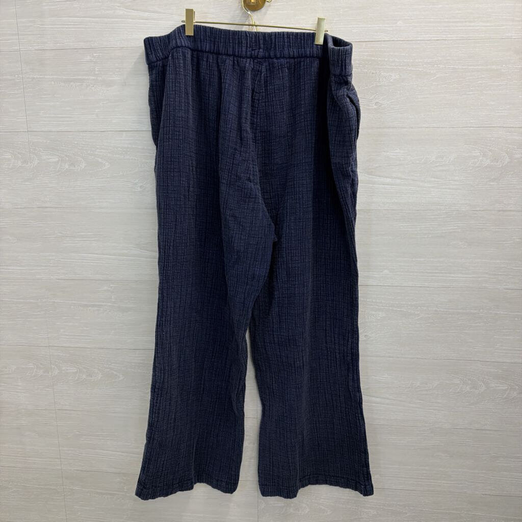 Wonderly Blue Textured Wide Leg Pull On Pants 3X