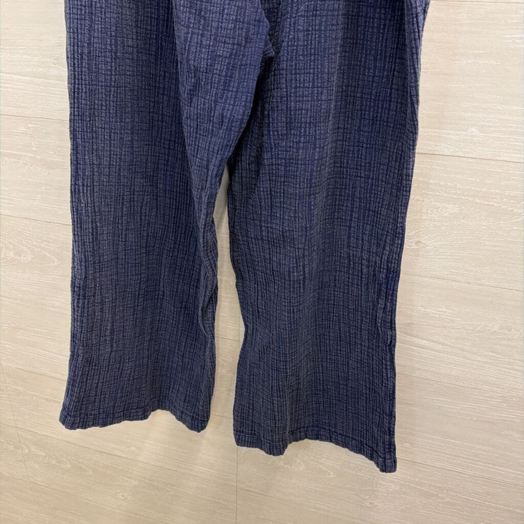 Wonderly Blue Textured Wide Leg Pull On Pants 3X
