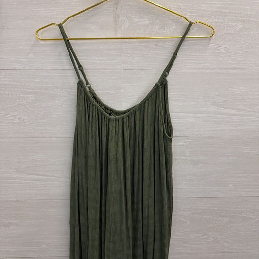 Glamour Green Textured Wide Leg Billowy Jumpsuit Medium