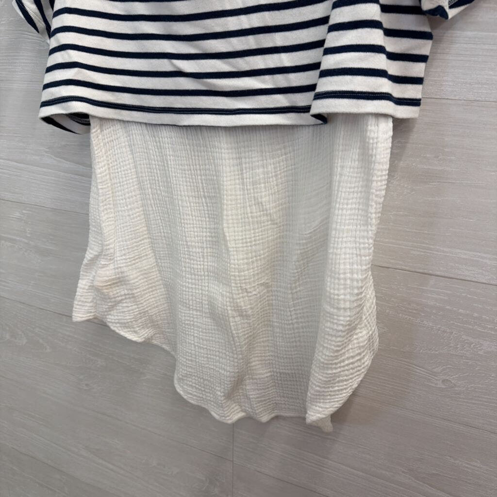 Anthropologie Navy/ White Striped Off Shoulder Layered Top Medium