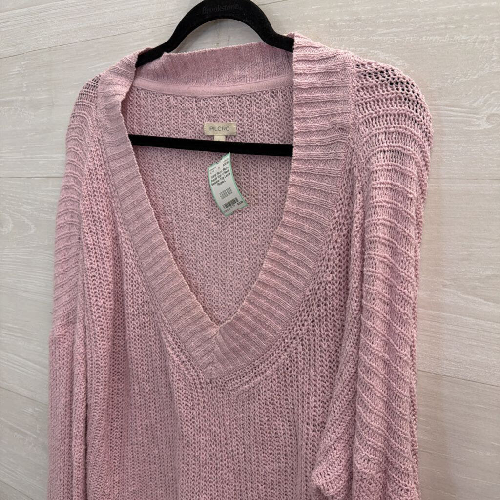 Pilcro Purple Knit V Neck Sweater Top Large