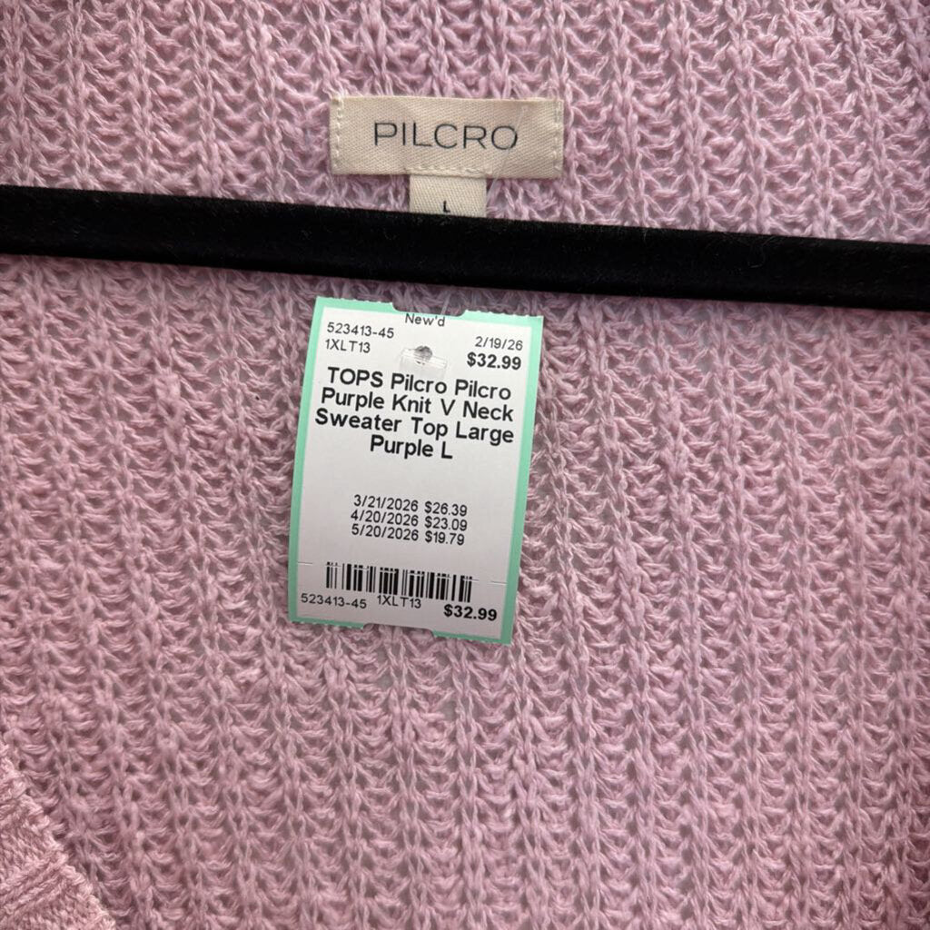 Pilcro Purple Knit V Neck Sweater Top Large