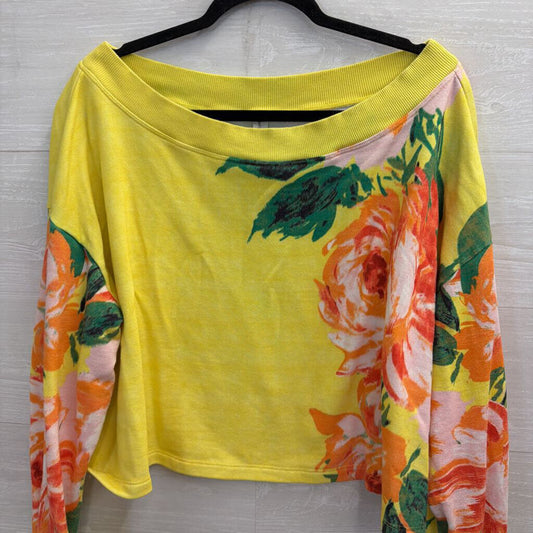 Daily Practice Yellow/ Multi Floral Print Off Shoulder Top Large