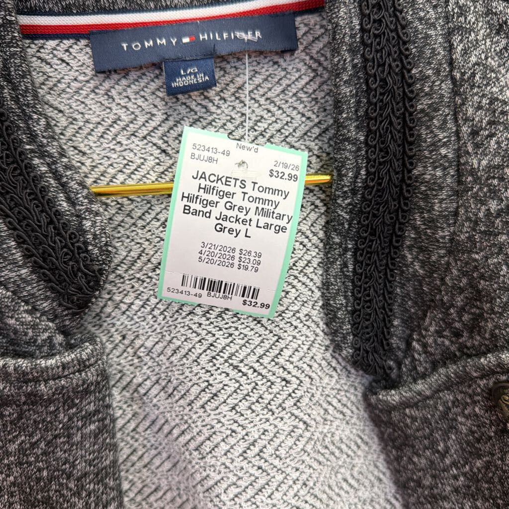 Tommy Hilfiger Grey Military Band Jacket Large