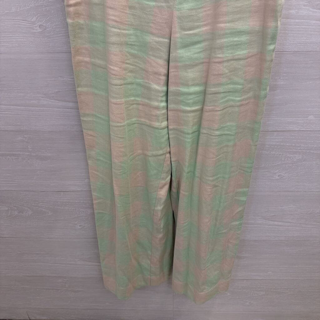 Maeve Green/ Cream Gingham Button Front Jumpsuit 12