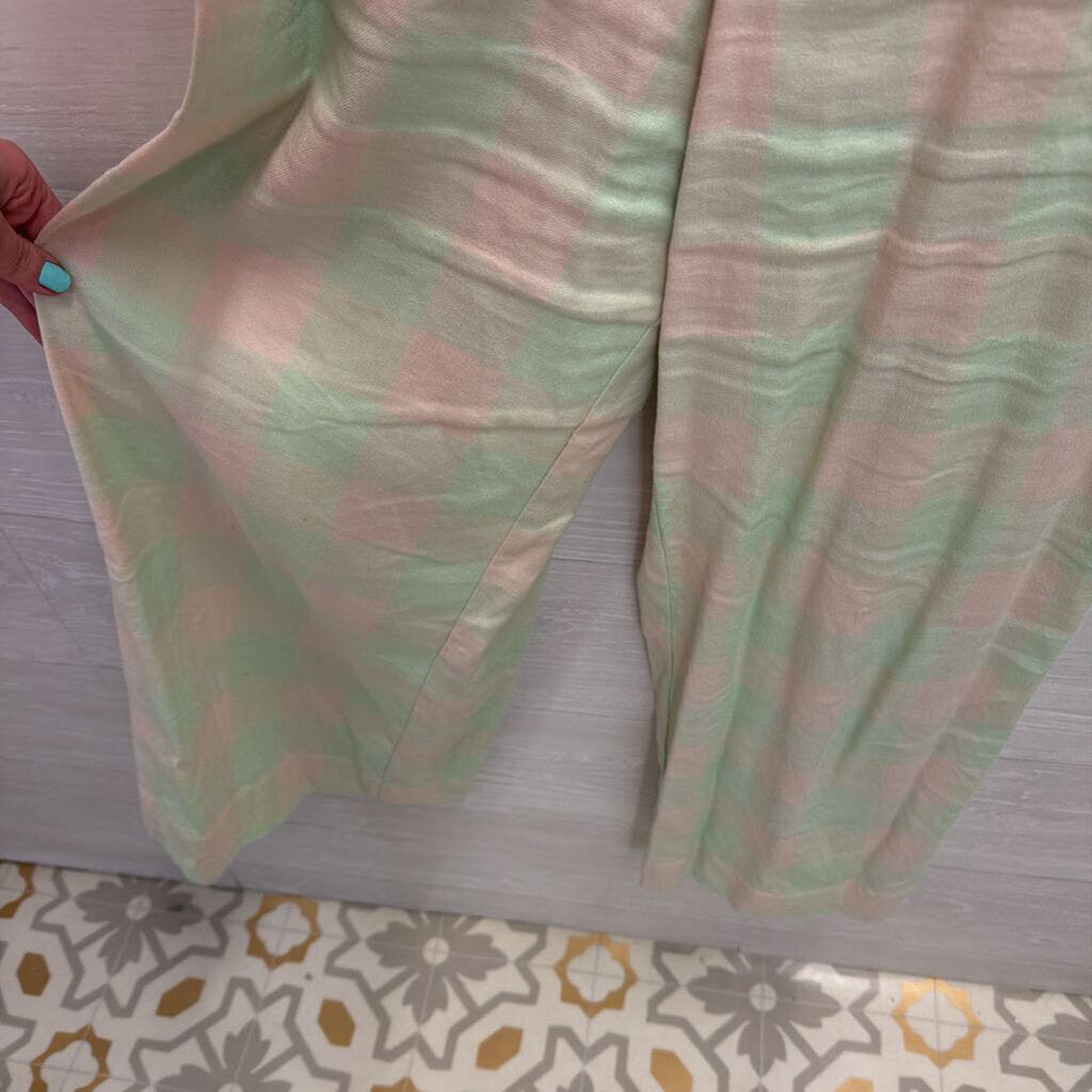 Maeve Green/ Cream Gingham Button Front Jumpsuit 12