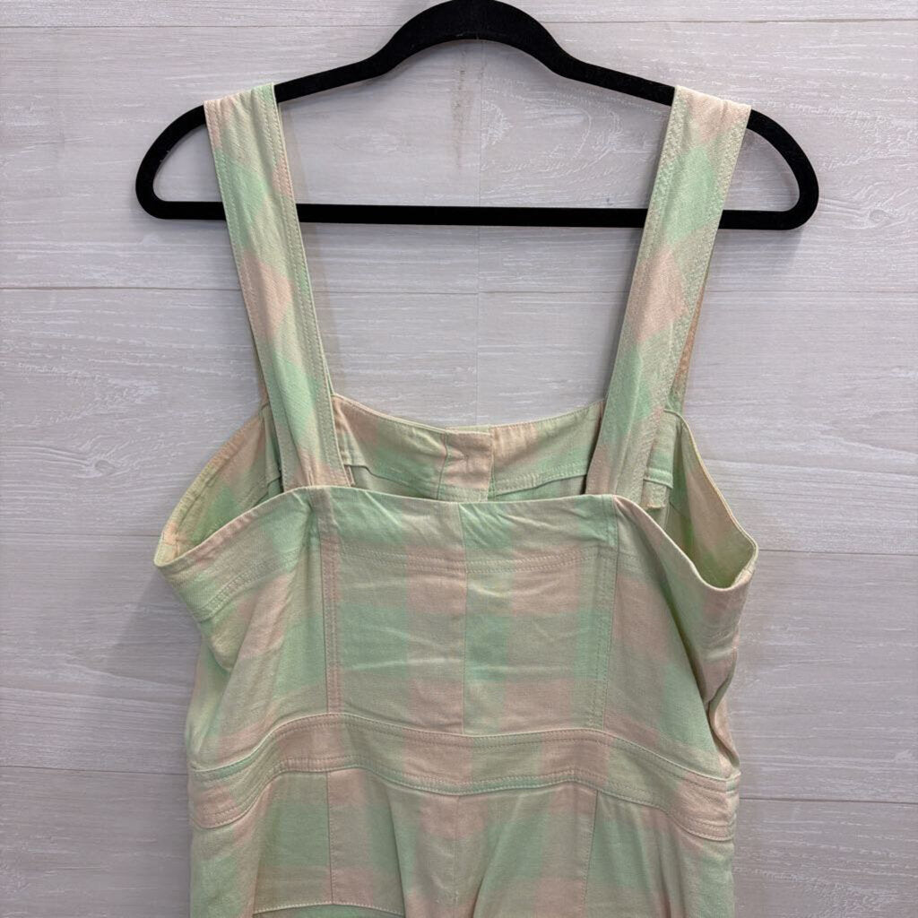 Maeve Green/ Cream Gingham Button Front Jumpsuit 12