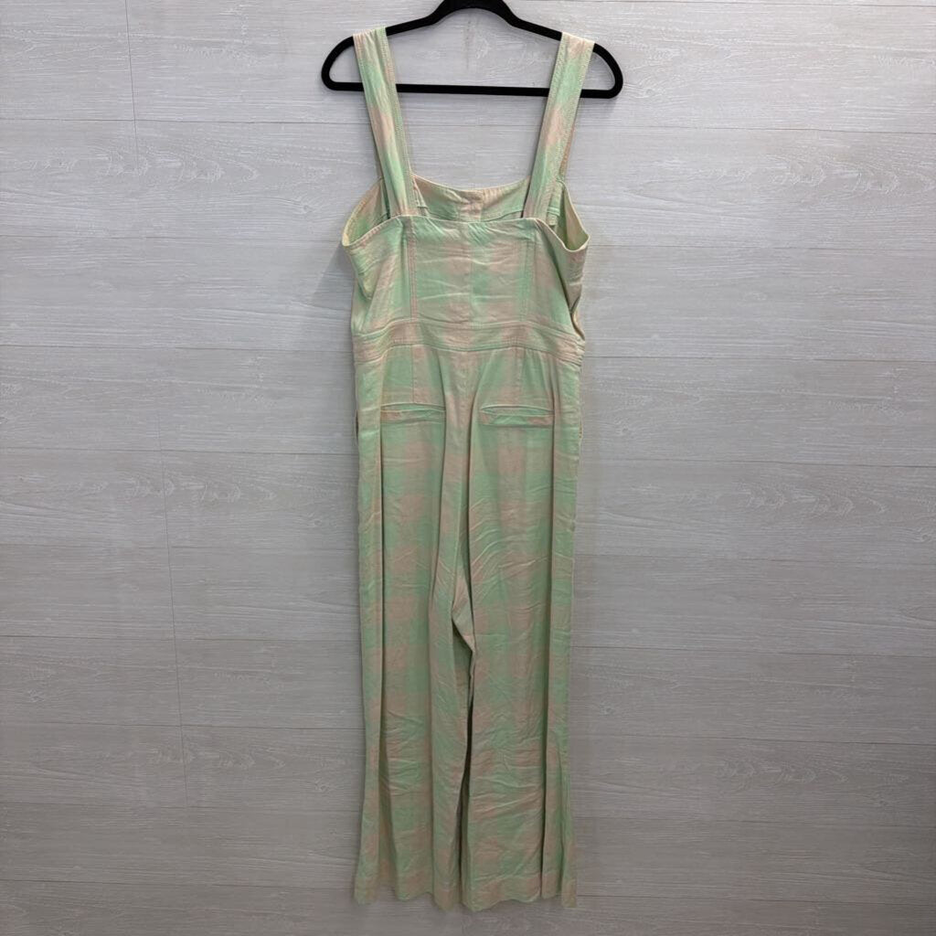 Maeve Green/ Cream Gingham Button Front Jumpsuit 12