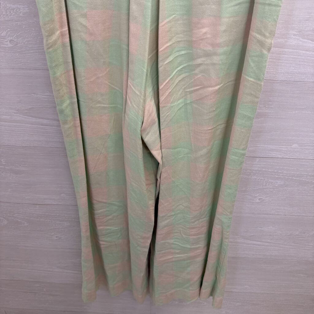 Maeve Green/ Cream Gingham Button Front Jumpsuit 12