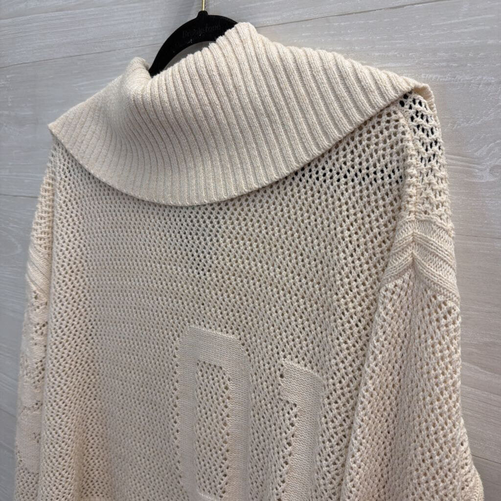 Daily Practice Cream Open Knit Half Zip Pullover Large