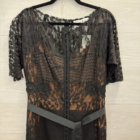 Beguile by Bryron Lars Black/ Beige Lace Carissima Sheath Dress 12