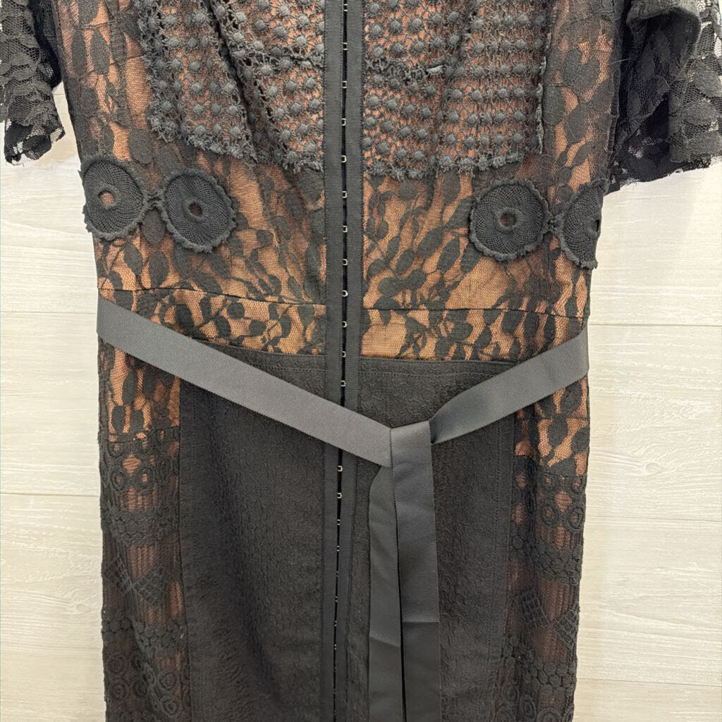 Beguile by Bryron Lars Black/ Beige Lace Carissima Sheath Dress 12