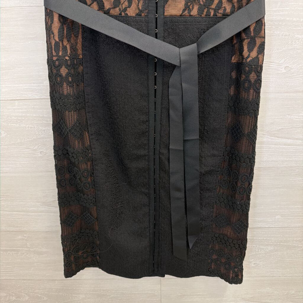 Beguile by Bryron Lars Black/ Beige Lace Carissima Sheath Dress 12