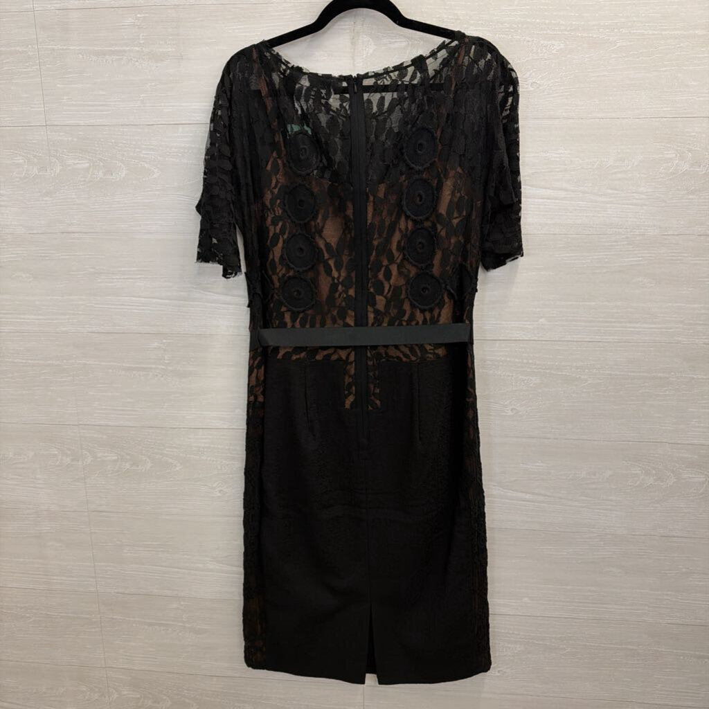 Beguile by Bryron Lars Black/ Beige Lace Carissima Sheath Dress 12