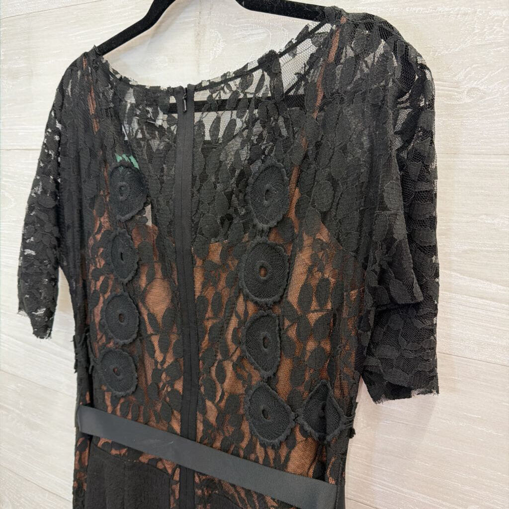 Beguile by Bryron Lars Black/ Beige Lace Carissima Sheath Dress 12