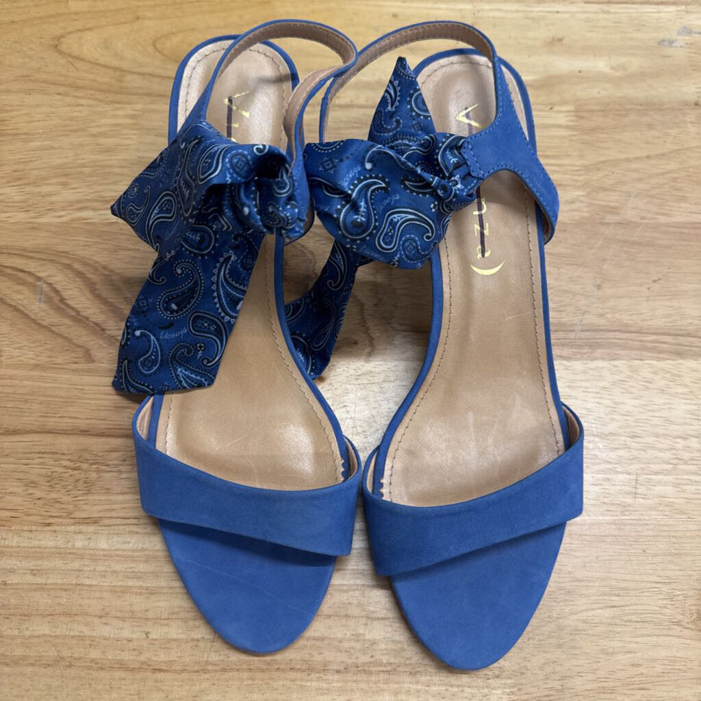 Vicenza Blue Suede Bandana Bow Heels 41