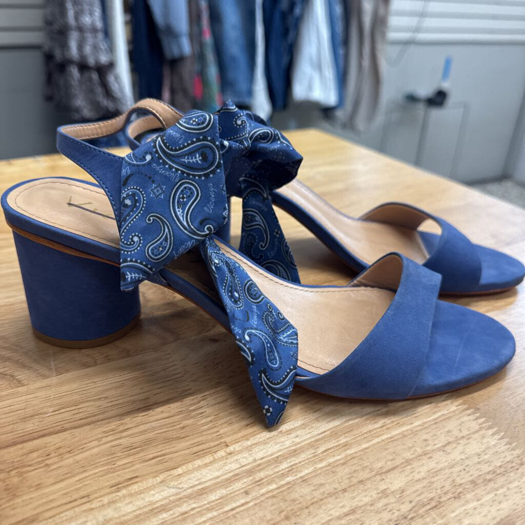 Vicenza Blue Suede Bandana Bow Heels 41