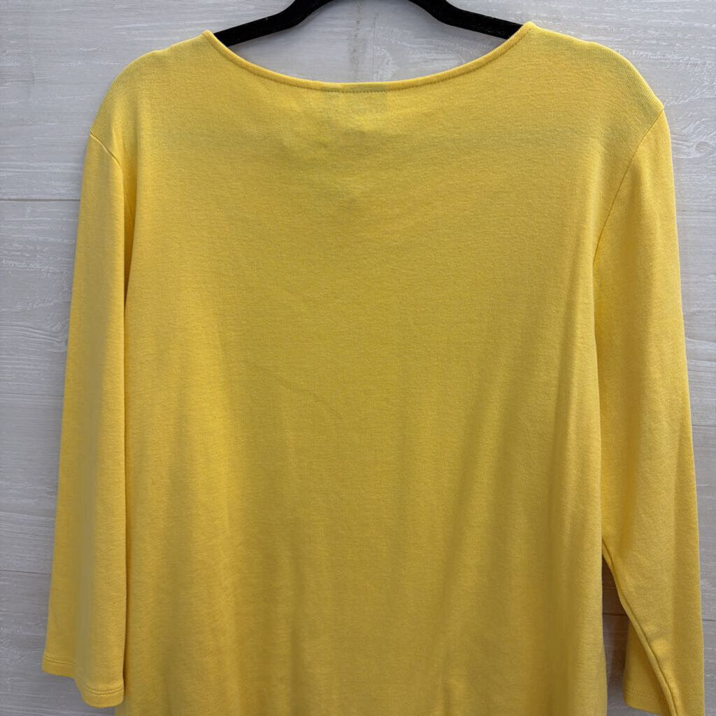 Rafaella Yellow/ Multi Color Studded Long Sleeve Top XXL