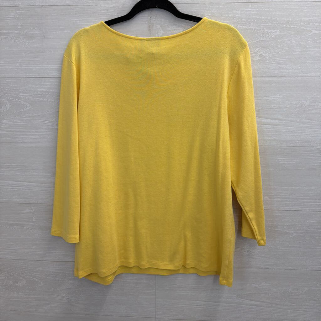Rafaella Yellow/ Multi Color Studded Long Sleeve Top XXL