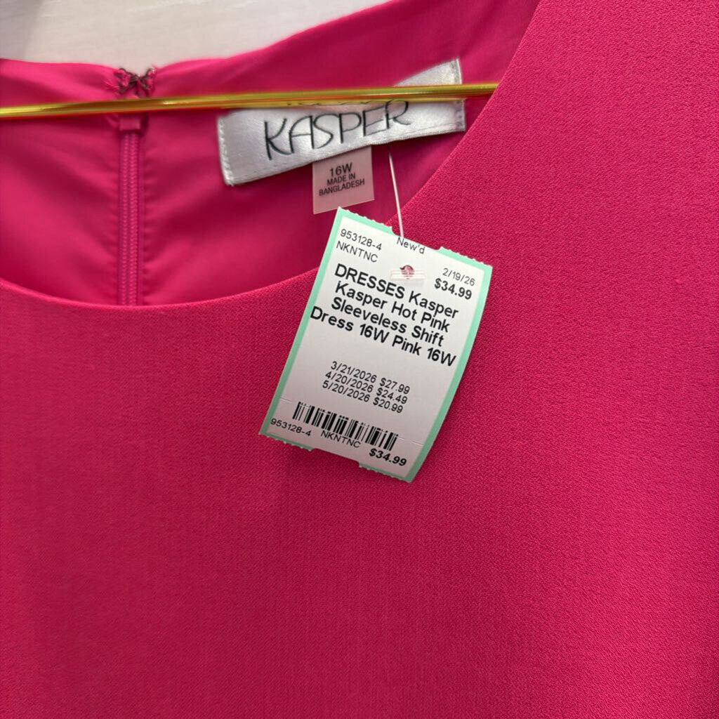 Kasper Hot Pink Sleeveless Shift Dress 16W