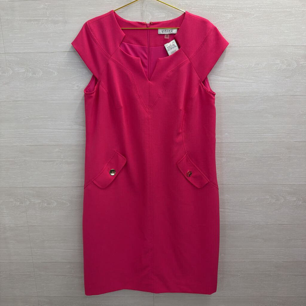 Kasper Hot Pink Short Sleeve Shift Dress 16W
