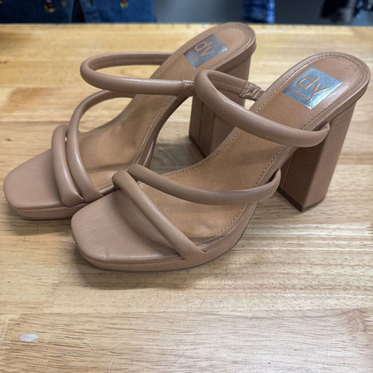 Dolce Vita Beige Leather Strappy Pyro Platform Heels 8