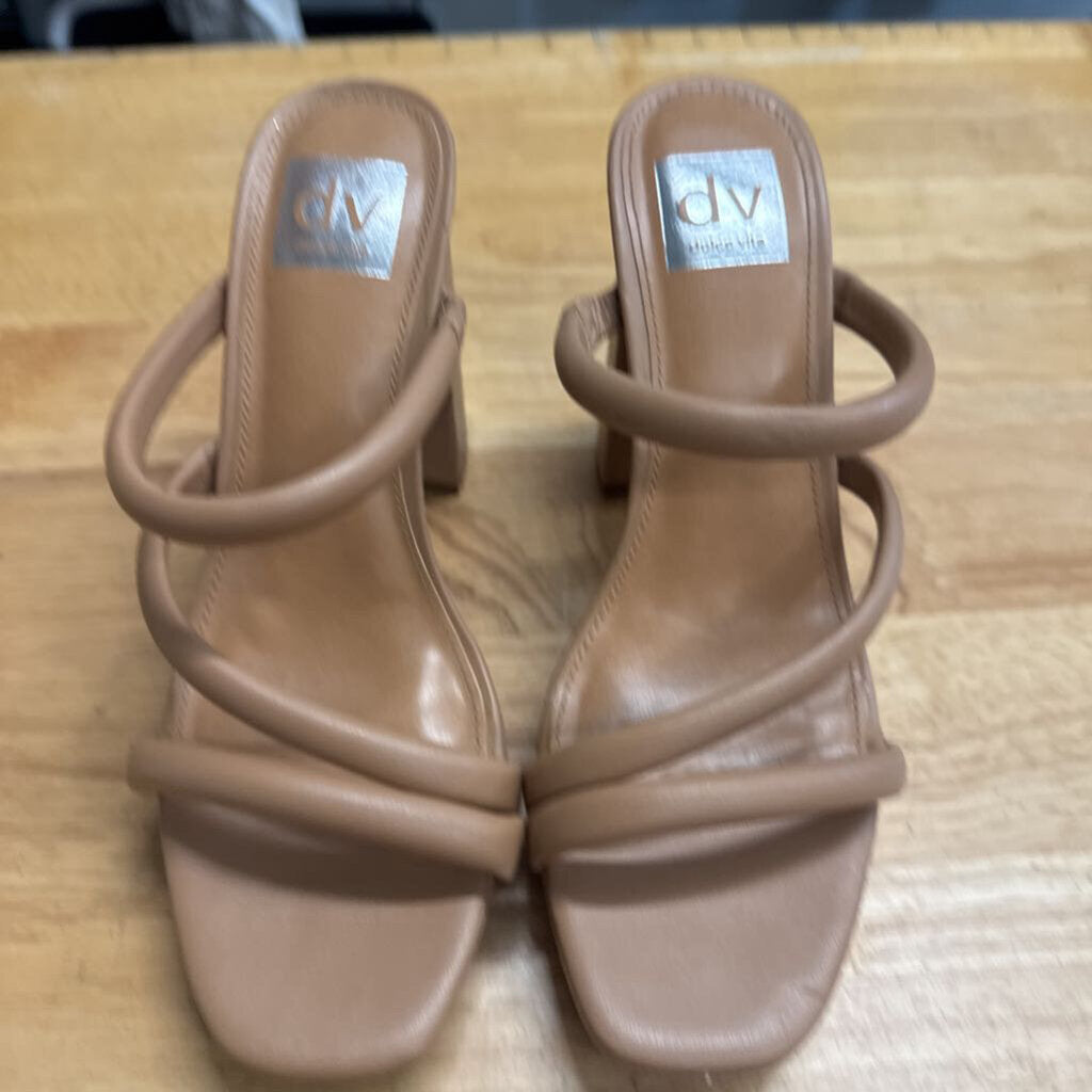 Dolce Vita Beige Leather Strappy Pyro Platform Heels 8