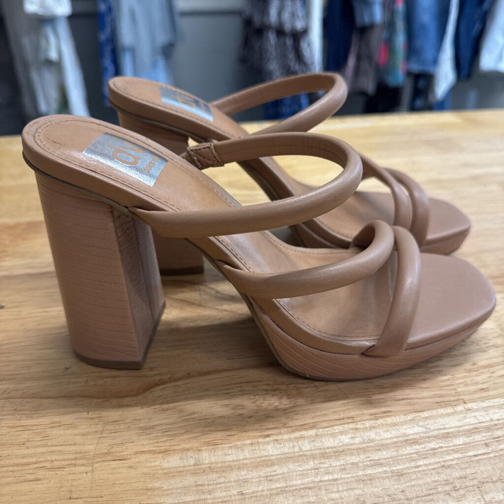 Dolce Vita Beige Leather Strappy Pyro Platform Heels 8