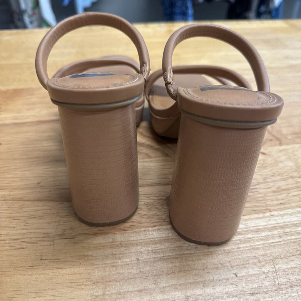 Dolce Vita Beige Leather Strappy Pyro Platform Heels 8