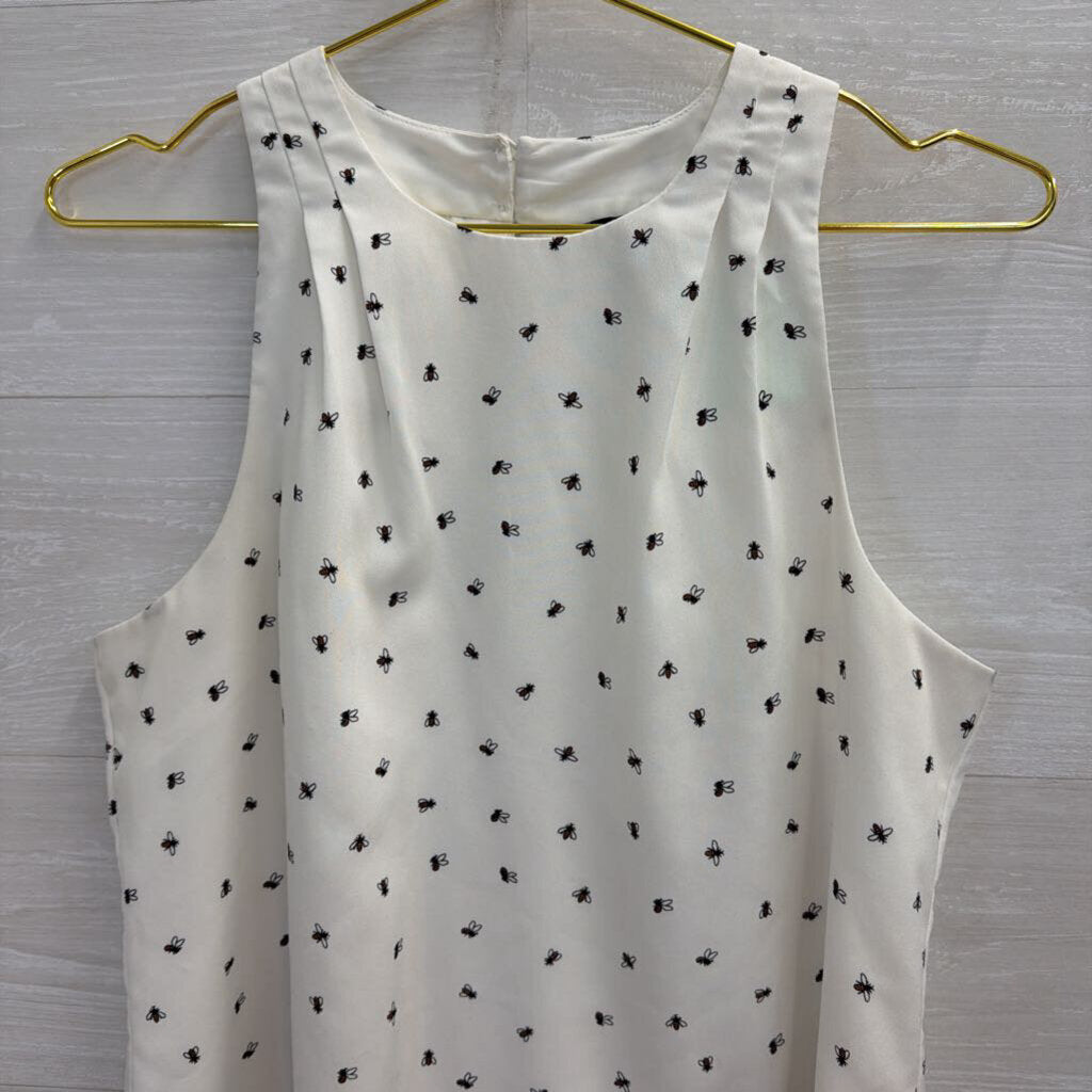 Banana Republic White/ Black Bee Print Tank Top Small